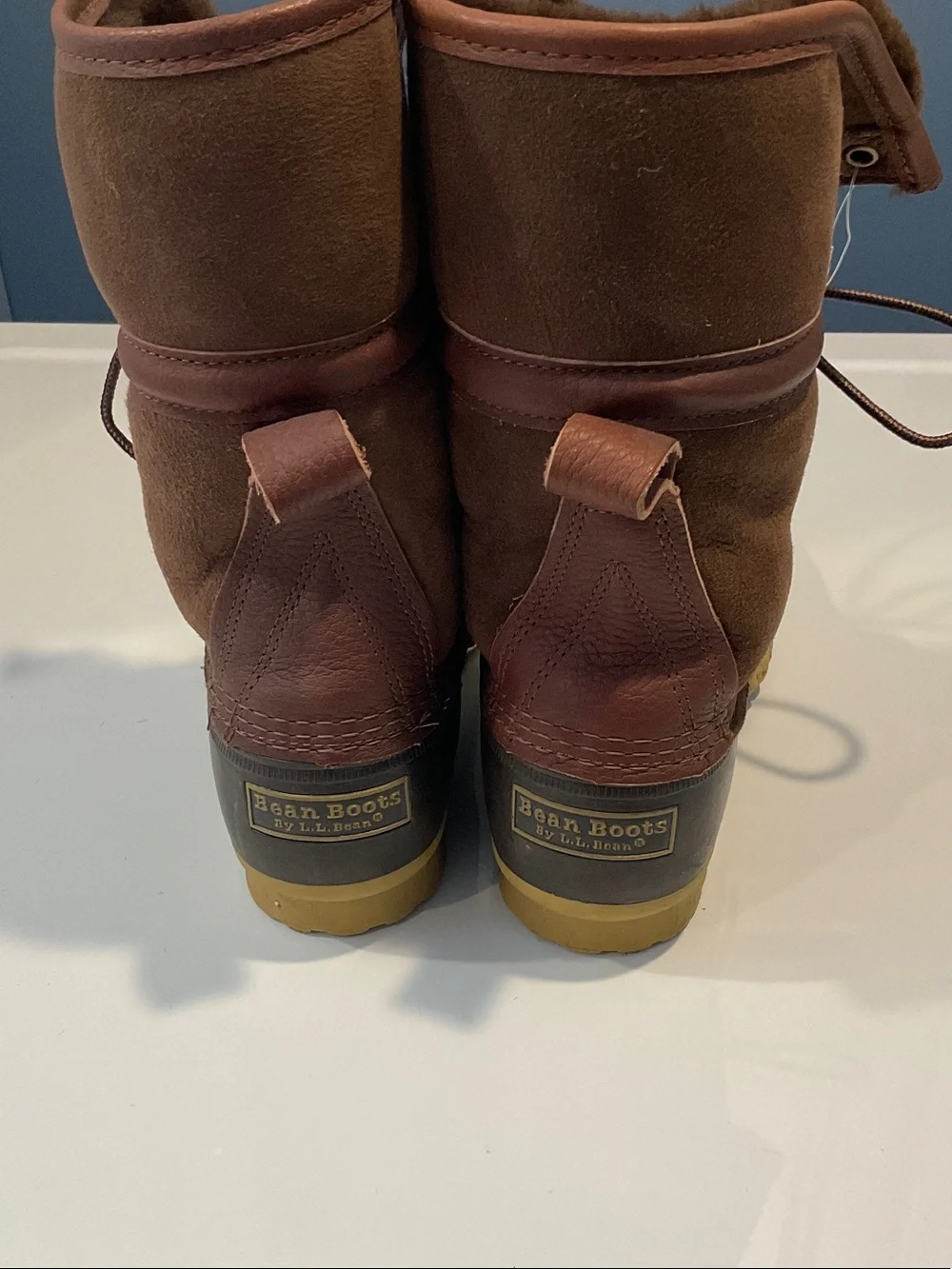 L.L. Bean Women's Brown Lace-Up Waterproof Winter Boots with Faux Fur Cuff